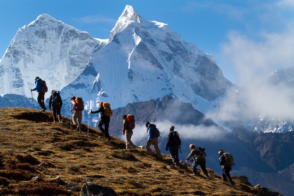 Trekkers Trekking with their guides